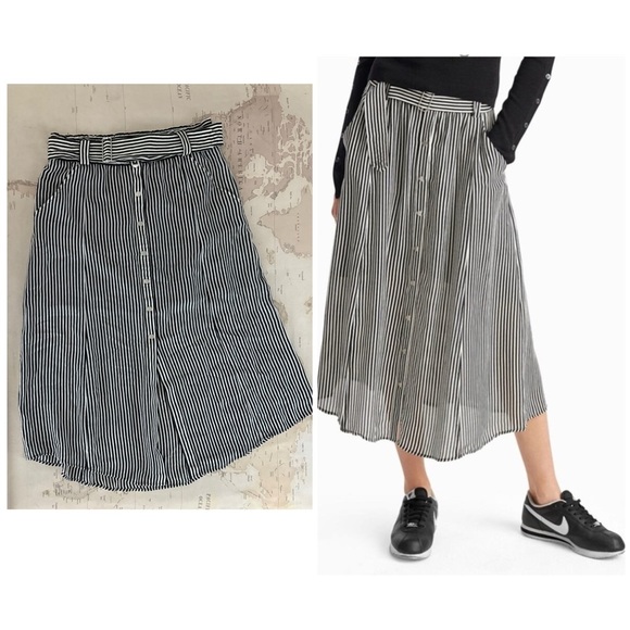 A.L.C. Dresses & Skirts - A.L.C. Silk Striped Button Down Skirt Size 8